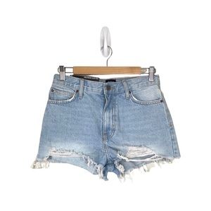 BDG Girlfriend High Rise Blue Jean Distressed Shorts Size 28 US 6